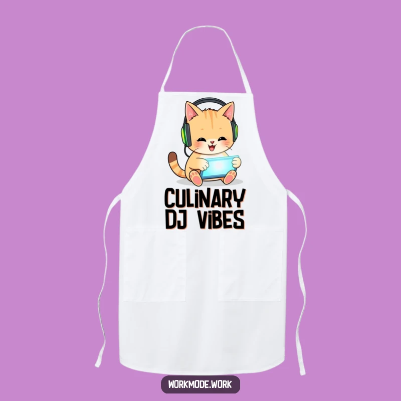 Funny Cat Apron: Chef Feline Tapping Tablet, Humorous Funny Gift for Kitchen Fun