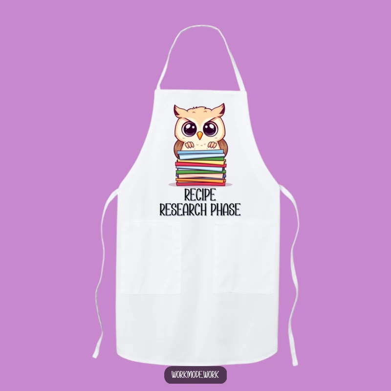 Funny Owl Apron: Scholar Owl Studying Papers, Humorous Funny Gift for Kitchen