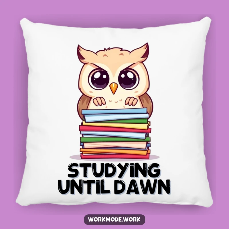 Funny Owl Pillow: Cozy Scholar Owl Studying Papers, Soft Funny Gift for Relaxation
