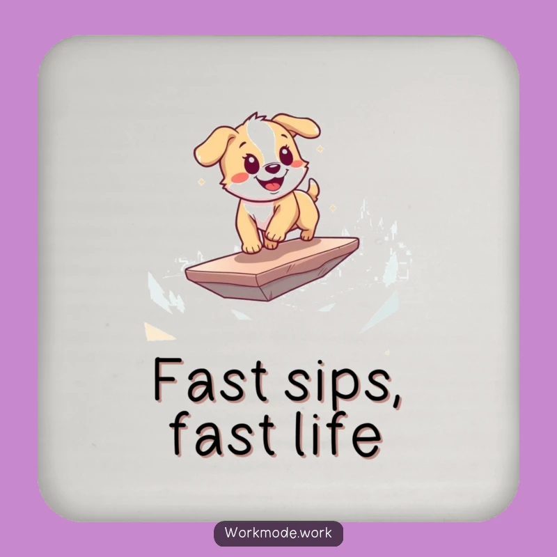 Funny Puppy Coaster: Digital Zoomies Puppy, Protect Surfaces with Funny Gift