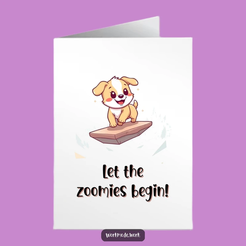 Free Printable Birthday Card: Zooming Puppy Celebrates Your Big Day, Fun Download