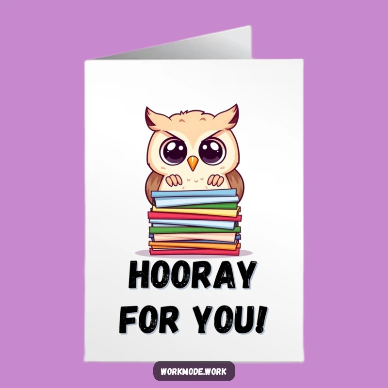 Free Printable Congrats Card: Curious Owl Cheers Your Success Digitally, Downloadable