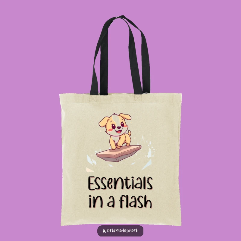 Funny Puppy Tote Bag: Digital Explorer Puppy, Chic Funny Gift for Dog Moms