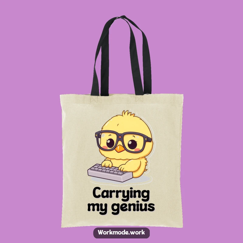Funny Chick Typing Tote Bag: Carry Your Productivity!