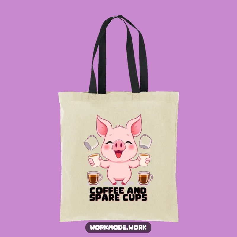 Funny Piglet Coffee Juggler Tote Bag: Carry Your Brews with a Grin